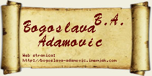 Bogoslava Adamović vizit kartica